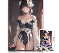 Jigsaw Puzzles for Adults1000 Pieces Anime Girl in Kimono Beautiful Design Game Perfect Decoration Anti-Stress Toys Size 38x52cm