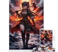 Jigsaw Puzzles for Adults1000 Pieces Anime Warrior Girl with Fiery Axe Jigsaw Puzzles 1000 Home Decoration Toys Gifts for Women Men But Fun And Humorous (50x75cm)