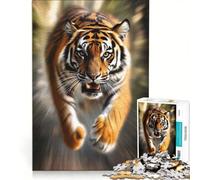 Jigsaw Puzzles for Adults1000 Pieces Attacking Tiger in Motion Blur, Hands-on Game, Decompressing Intellectual, Suitable for Desktop Decoration 50x75cm