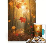 Jigsaw Puzzles for Adults1000 Pieces Autumn Forest with Falling Leaves Nature, Relaxing Games, Difficult Hard, with Matching Poster And Trivia Sheet 50x75cm