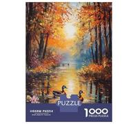 Jigsaw Puzzles for Adults1000 Pieces Autumn River Ducks Adult Puzzles Fun Games Difficult Challenge Fun at Home Activities, 38x26cm/1000pcs