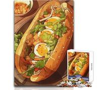 Jigsaw Puzzles for Adults1000 Pieces Banh Mi Sandwich Illustration Impossible Game Birthday Present Gift For Birthdays Size 38x52cm