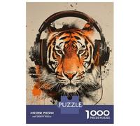 Jigsaw Puzzles for Adults1000 Pieces Banksy Tiger Headphones Puzzle for Adults Brain Teaser Game A Work of Art Fun Activities at Home 70x50cm/1000pcs
