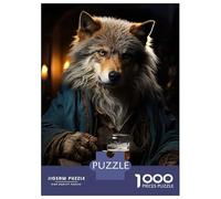Jigsaw Puzzles for Adults1000 Pieces Beer-Sipping Wolf Art Jigsaws for Adults Hands-on Game Enhance Memory Fun Activities at Home 38x26cm/1000pcs