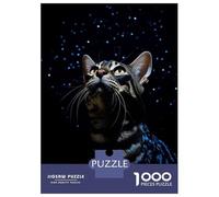 Jigsaw Puzzles for Adults1000 Pieces Bengal Cat at Night Jigsaw for Adults Family Game Precision Cutting Unique Birthday And Xmas Gifts 52x38cm/1000pcs