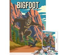 Jigsaw Puzzles for Adults1000 Pieces Bigfoot Cryptid Cryptozoology Daylight Attack Shared Joyful Family Experience Wonderful Christmas Surprise Gifts (38x26cm)