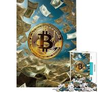 Jigsaw Puzzles for Adults1000 Pieces Bitcoin Crypto Money Adult Jigsaw Puzzle Hands-on Game Enhance Memory Unique Birthday And Xmas Gifts (Size 38x26cm)