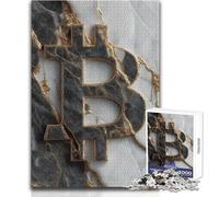 Jigsaw Puzzles for Adults1000 Pieces Bitcoin Symbol on White Marble Learning Educational Relaxing Games Secret Santa Gifts (size 38x52cm)