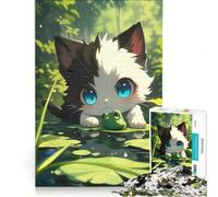 Jigsaw Puzzles for Adults1000 Pieces Black And White Cat Frog, Impossible Game, Fun at Home Activities, Christmas Birthday Gifts 38x52cm