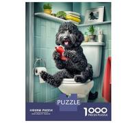 Jigsaw Puzzles for Adults1000 Pieces Black Cockapoo Bathroom Puzzle for Adults Brain Teaser Game A Work of Art Fun Activities at Home 38x26cm/1000pcs