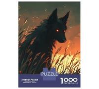 Jigsaw Puzzles for Adults1000 Pieces Black Wolf with Glowing Eyes Adult Puzzles Fun Games Difficult Challenge Fun at Home Activities, 38x26cm/1000pcs