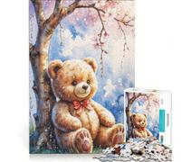 Jigsaw Puzzles for Adults1000 Pieces Blossoms And Bear︰ A Serene Spring Moment, Hands-on Game, For Family Fun, Unique Birthday And Gifts 38x52cm