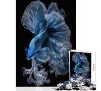 Jigsaw Puzzles for Adults1000 Pieces Blue Betta Fish with Flowing Fins Anti-Stress Toys Great Gift for Educational Game Wishlist with Santa Claus Size 38x26cm