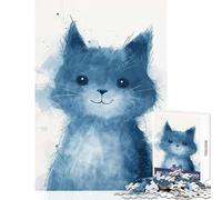 Jigsaw Puzzles for Adults1000 Pieces Blue Bliss Kitty Home Decoration Toys Gift For Birthdays Educational Games Fun Activities at Home Size 38x26cm