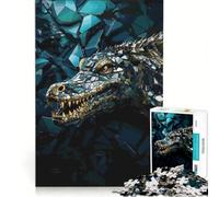 Jigsaw Puzzles for Adults1000 Pieces Blue Geometry Crocodile, Hands-on Game, For Family Fun, Unique Birthday And Gifts 38x52cm