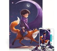 Jigsaw Puzzles for Adults1000 Pieces Boy Riding A Fox Under Moonlight, Family Game, Enhance Memory, Suitable for Desktop Decoration 50x75cm