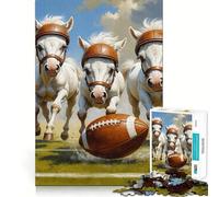 Jigsaw Puzzles for Adults1000 Pieces Bronco Foals Old School Football Clean Cut Art Logic Fun Toy Relax Game Play Christmas Calm Gift (38x26cm)