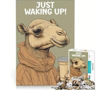 Jigsaw Puzzles for Adults1000 Pieces Camel Waking Up with Coffee, Family Game, Enhance Memory, Suitable for Desktop Decoration 50x75cm