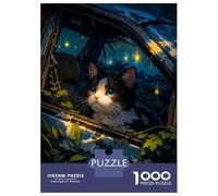 Jigsaw Puzzles for Adults1000 Pieces Cat in A Broken Car Window Adult Jigsaw Puzzle Fun Games Hand Speed Race Challenging Game Gifts 70x50cm/1000pcs