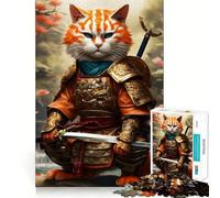 Jigsaw Puzzles for Adults1000 Pieces Cat Samurai Clean Cut Art Logic Fun Toy Relax Game Play Christmas Calm Gift (38x26cm)