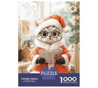 Jigsaw Puzzles for Adults1000 Pieces Cat Santa Reading Puzzle for Adults Brain Teaser Game A Work of Art Fun Activities at Home 52x38cm/1000pcs