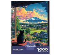 Jigsaw Puzzles for Adults1000 Pieces Cat's View of Mount Fuji Puzzle for Adults Brain Teaser Game A Work of Art Fun Activities at Home 70x50cm/1000pcs