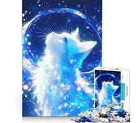 Jigsaw Puzzles for Adults1000 Pieces Celestial Cat Gazing at The Moon, Hands-on Game, Decompressing Intellectual, Suitable for Desktop Decoration 50x75cm