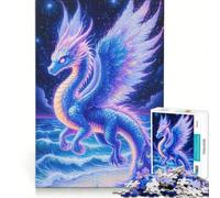 Jigsaw Puzzles for Adults1000 Pieces Celestial Dragon Over Ocean, Relaxing Games, Difficult Hard, with Matching Poster And Trivia Sheet 38x26cm