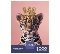 Jigsaw Puzzles for Adults1000 Pieces Cheetah King Pastel Crown Puzzle for Adults Brain Teaser Game A Work of Art Fun Activities at Home 52x38cm/1000pcs