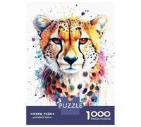 Jigsaw Puzzles for Adults1000 Pieces Cheetah Watercolor Portrait Adult Puzzles Hands-on Game Perfect Decoration Fun Activities at Home 38x26cm/1000pcs