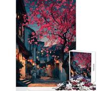 Jigsaw Puzzles for Adults1000 Pieces Cherry Blossoms in A Japanese Town Practical Game Perfect Decoration Toy Wall Decor for Is Ideal As A Gifts (38X52CM)