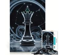 Jigsaw Puzzles for Adults1000 Pieces Chess Queen with Constellations And Smoke Clean Cut Art Logic Fun Toy Relax Game Play Christmas Calm Gift (38x26cm)