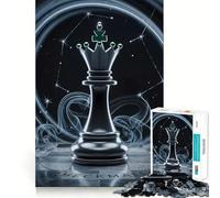Jigsaw Puzzles for Adults1000 Pieces Chess Queen with Constellations And Smoke Clean Cut Art Logic Fun Toy Relax Game Play Christmas Calm Gift (38x52cm)