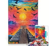 Jigsaw Puzzles for Adults1000 Pieces Chichén Itzá Pyramid Sunset, Brain Teaser Game, Pattern Assembly, Great Gift for Gaming 38x52cm