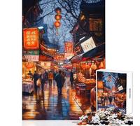 Jigsaw Puzzles for Adults1000 Pieces Chinese Night Market Practical Game Hand Speed Race Educational Toy for Is Ideal As A Gifts (38X52CM)