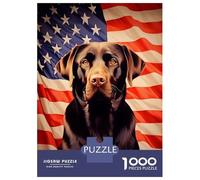 Jigsaw Puzzles for Adults1000 Pieces Chocolate Labrador And American Flag Jigsaw for Adults Family Game Precision Cutting Unique Birthday And Xmas Gifts 70x50cm/1000pcs