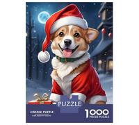 Jigsaw Puzzles for Adults1000 Pieces Christmas Dog Corgi Puzzle for Adults Brain Teaser Game A Work of Art Fun Activities at Home 70x50cm/1000pcs