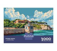 Jigsaw Puzzles for Adults1000 Pieces Coastal Town Landscape Adult Jigsaw Puzzle Fun Games Hand Speed Race Challenging Game Gifts 70x50cm/1000pcs