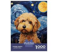 Jigsaw Puzzles for Adults1000 Pieces Cockapoo Starry Night Dog Jigsaw for Adults Family Game Precision Cutting Unique Birthday And Xmas Gifts 52x38cm/1000pcs