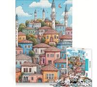 Jigsaw Puzzles for Adults1000 Pieces Colorful Town with Minarets, Practical Game, Decompressing Intellectual, Birthday Present,Travel Gifts, 50x75cm