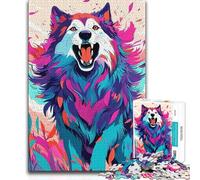 Jigsaw Puzzles for Adults1000 Pieces Colorful Wolf Art Toy Intellectual Game Staycation Kill Time Great Gift (size 38x26cm)