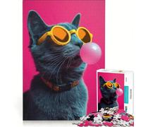 Jigsaw Puzzles for Adults1000 Pieces Cool Cat BubbleGum, Brain Teaser Game, For Family Fun, Wishlist with Santa Claus 38x26cm