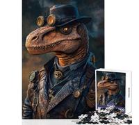 Jigsaw Puzzles for Adults1000 Pieces Cool Steampunk Raptor Dinosaur Educational Toy Birthday Gift Fun Games Enhance Love between Couples Size 38x26cm