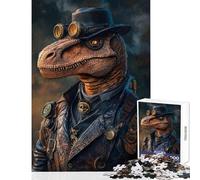 Jigsaw Puzzles for Adults1000 Pieces Cool Steampunk Raptor Dinosaur Educational Toy Birthday Gift Fun Games Enhance Love between Couples Size 50x75cm