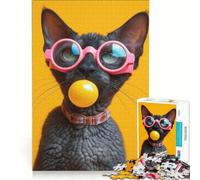 Jigsaw Puzzles for Adults1000 Pieces Cornish Rex Cat Bubblegum, Brain Teaser Game, For Family Fun, Wishlist with Santa Claus 50x75cm