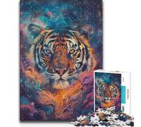 Jigsaw Puzzles for Adults1000 Pieces Cosmic Tiger Gaze Toy Intellectual Game Staycation Kill Time Great Gift (size 38x26cm)