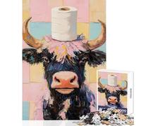 Jigsaw Puzzles for Adults1000 Pieces Cow with Toilet Paper Hat Jigsaw Puzzles 1000 Home Decoration Toys Gifts for Women Men But Fun And Humorous (38x26cm)