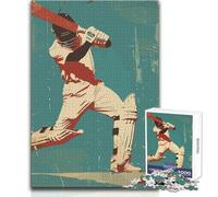 Jigsaw Puzzles for Adults1000 Pieces Cricket Sport Retro Style Soothing Relaxing Leisure Time Accurate Interlock Precision Toy Size 38x26cm