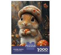 Jigsaw Puzzles for Adults1000 Pieces Cute Squirrel with Mushroom Hat Puzzle for Adults Brain Teaser Game A Work of Art Fun Activities at Home 38x26cm/1000pcs