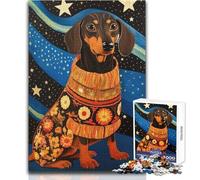 Jigsaw Puzzles for Adults1000 Pieces Dachshund Dog Tribal Learning Educational Relaxing Games Secret Santa Gifts (size 50x75cm)